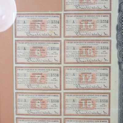 Lot 213 - A Confederate States of America 7 per cent...
