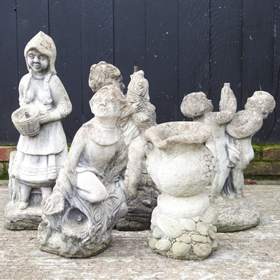 Lot 78 - A collection of five various cast stone water...