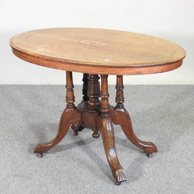 Lot 601 - A Victorian walnut and inlaid breakfast table,...