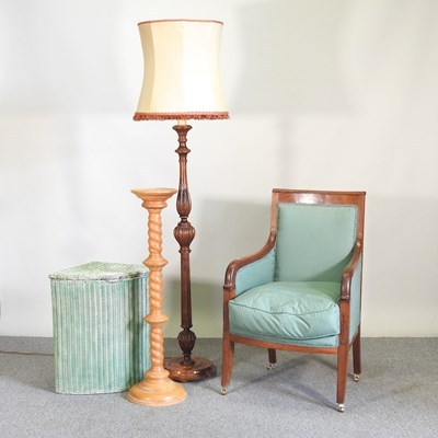 Lot 194 - A 19th century green upholstered armchair,...