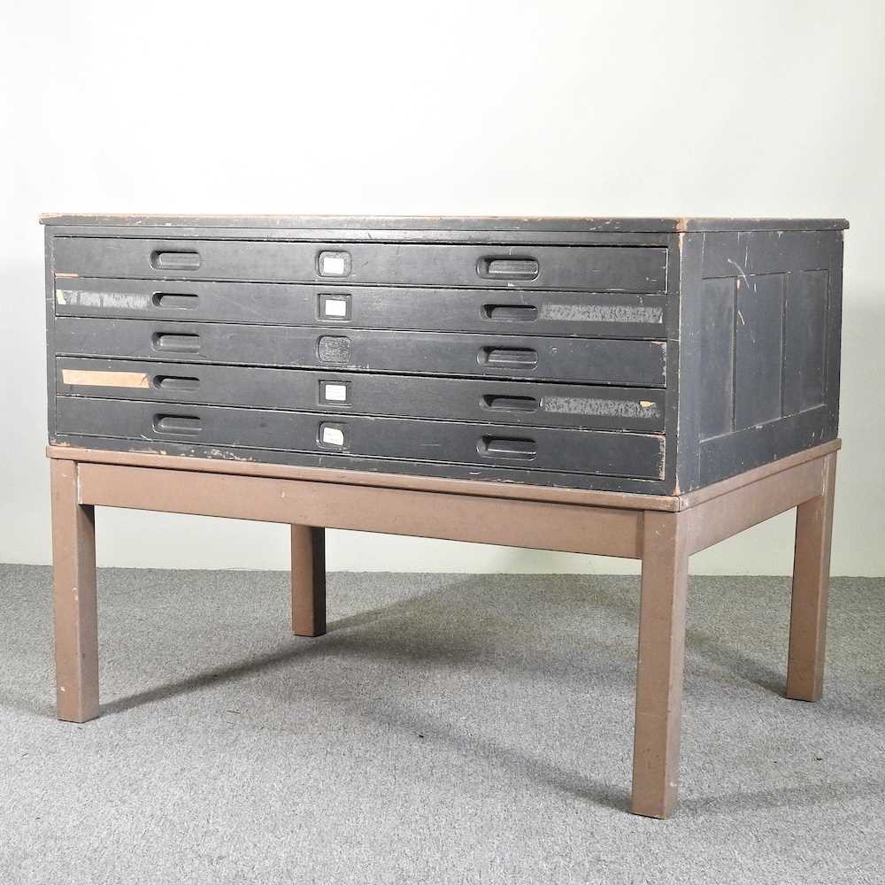 Lot 21 - A mid 20th century painted plan chest,...