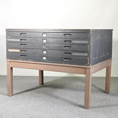 Lot 21 - A mid 20th century painted plan chest,...