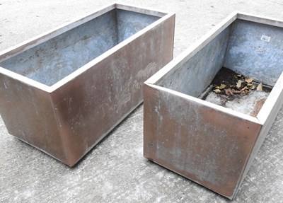 Lot 20 - A pair of copper coloured metal garden troughs...
