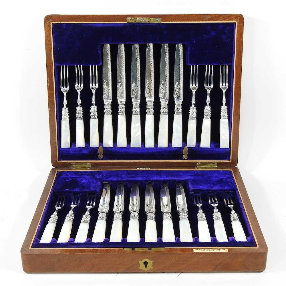 Lot 264 - A set of twelve pairs of Victorian silver...