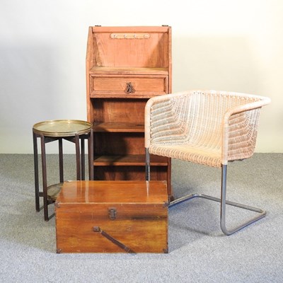 Lot 452 - A pine shelf, together with a brass top...