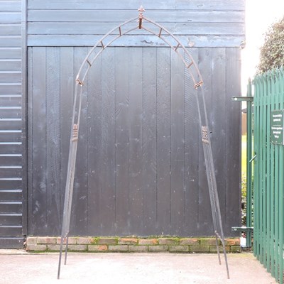 Lot 359 - A black painted iron garden arch, 130w x 270h cm