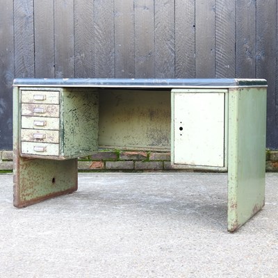 Lot 459 - A mid century painted metal industrial style desk