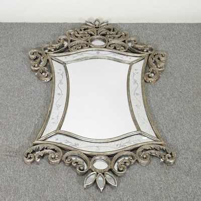 Lot 297 - A modern Venetian style wall mirror, of...