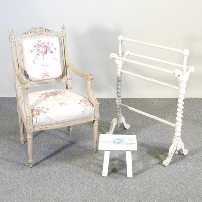 Lot 712 - A cream painted French style upholstered open...