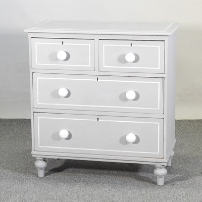 Lot 324 - A Victorian style grey painted chest of...