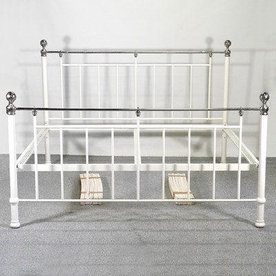 Lot 448 - A modern cream painted metal bedstead, with a...