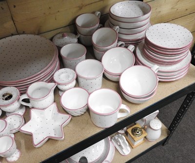 Lot 378 - An Austrian pottery polka dot part tea and...
