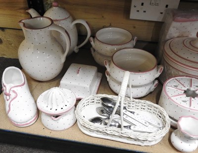 Lot 378 - An Austrian pottery polka dot part tea and...