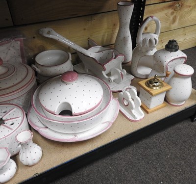 Lot 378 - An Austrian pottery polka dot part tea and...