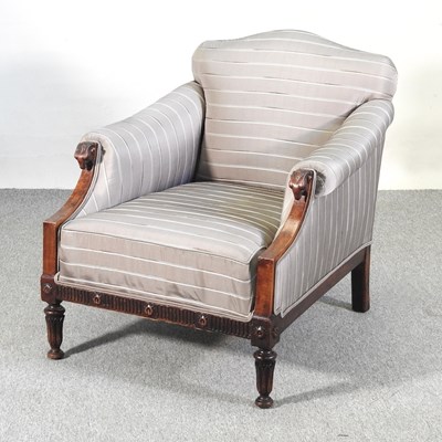 Lot 262 - An early 20th century upholstered armchair,...