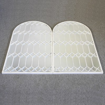 Lot 472 - A pair of white painted metal wall mirrors,...