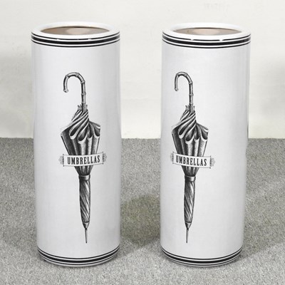 Lot 147 - A pair of Chinese porcelain stick stands, each...