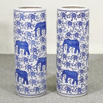 Lot 95 - A pair of Chinese blue and white stick stands,...