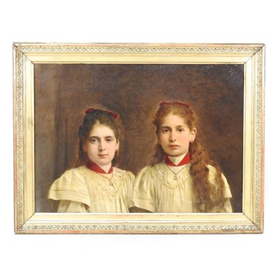 Lot 574 - Continental school, portrait of two sisters,...