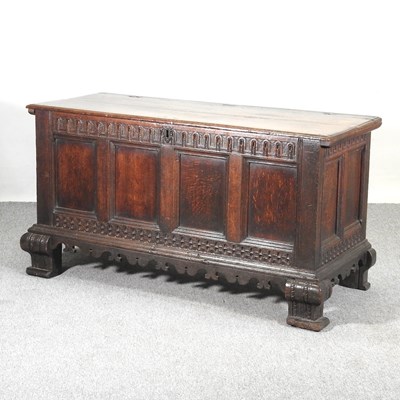 Lot 401 - A large 19th century continental carved oak...