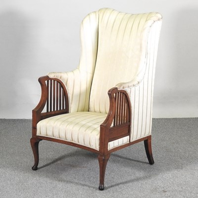 Lot 91 - An Edwardian mahogany and cream upholstered...