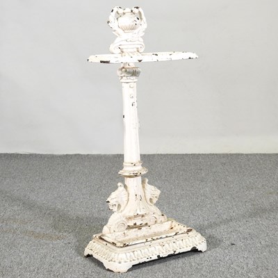 Lot 163 - A Victorian cream painted cast iron stickstand,...