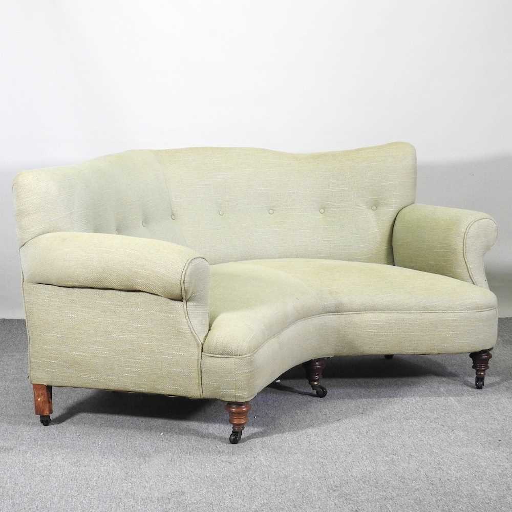 Lot 18 - A Victorian patent green upholstered corner...