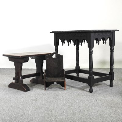 Lot 403 - A 17th century style side table, together with...