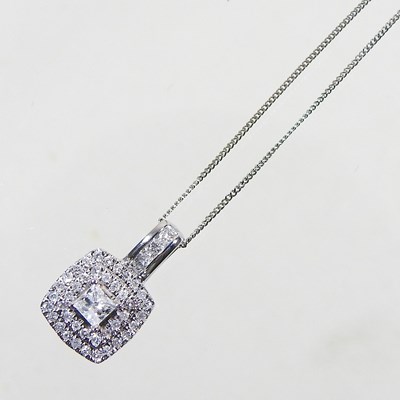 Lot 149 - A 9 carat gold diamond cluster pendant, 9mm...