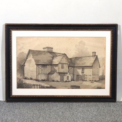 Lot 666 - English School, 19th century, farmhouse, sepia...