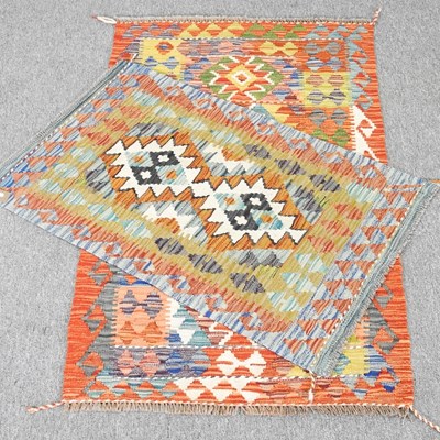Lot 134 - A kilim rug, 132 x 86cm, together with another,...