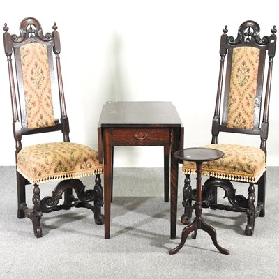 Lot 515 - A pair of Carolean style upholstered high back...