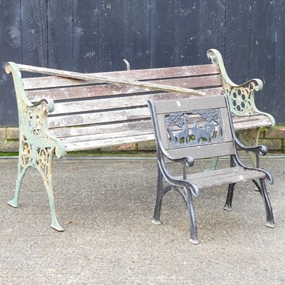 Lot 620 - A garden bench, 128cm wide, together with a...