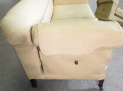 Lot 235 - An Edwardian yellow upholstered drop end...