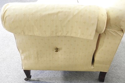 Lot 235 - An Edwardian yellow upholstered drop end...