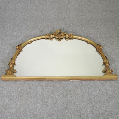 Lot 145 - A gilt frame over mantel mirror, with carved...