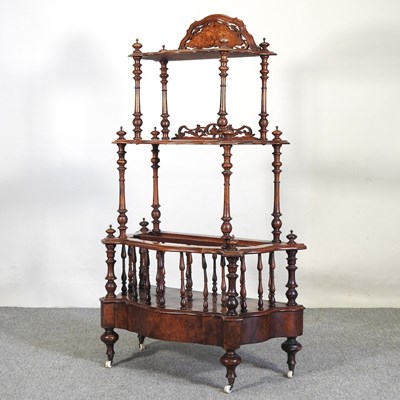 Lot 329 - A Victorian walnut and inlaid canterbury...