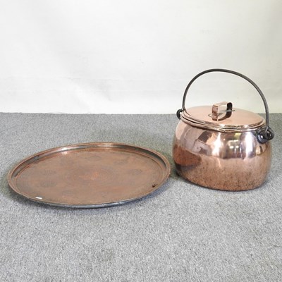 Lot 58 - A 19th century copper cauldron, with an iron...