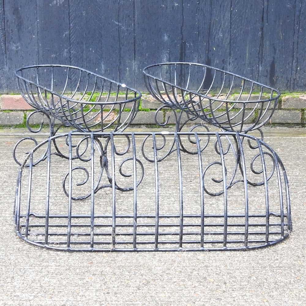 Lot 407 - A pair of painted metal garden troughs, 74cm...