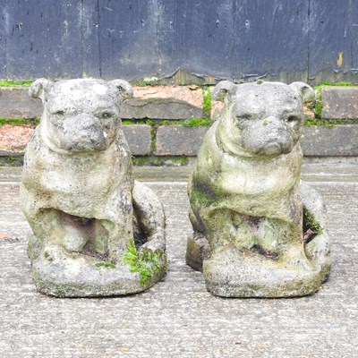 Lot 331 - A pair of cast stone garden statues of seated...