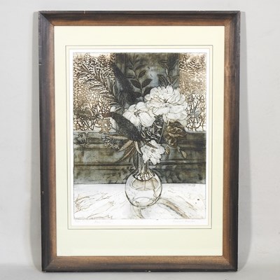 Lot 619 - Richard Bawden, b1936, Roses & Lilac, etching...