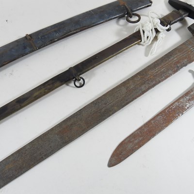 Lot 446 - Two swords, longest 98cm, a bayonet and a...