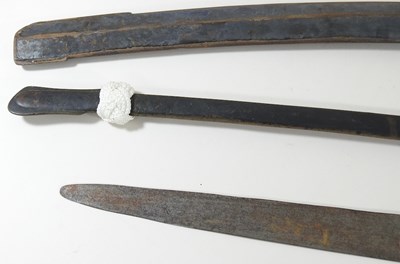 Lot 446 - Two swords, longest 98cm, a bayonet and a...