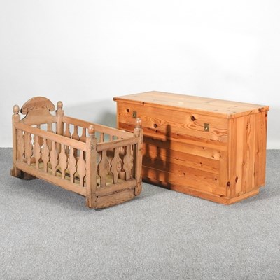 Lot 601 - A pine cradle, together with a stained pine...