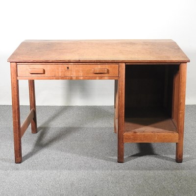 Lot 189 - A mid 20th century light oak architect's desk,...