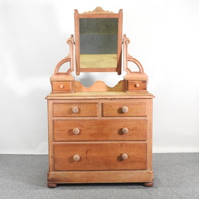 Lot 177 - An antique pine dressing chest with a mirrored...