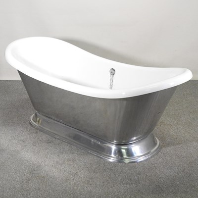Lot 60 - A modern free standing roll top bath, on a...