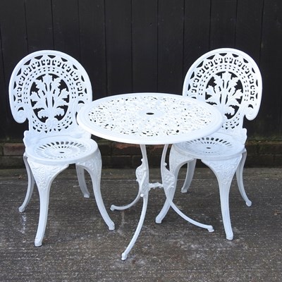 Lot 314 - A white painted metal garden table