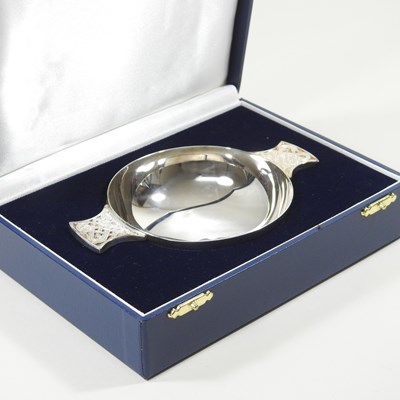 Lot 312 - A Scottish silver replica millennium quaich,...