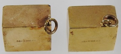 Lot 206 - Two 9 carat gold charms, each containing a ten...